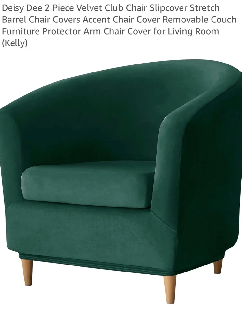 Velvet Club Chair Slipcover - Kelly Green